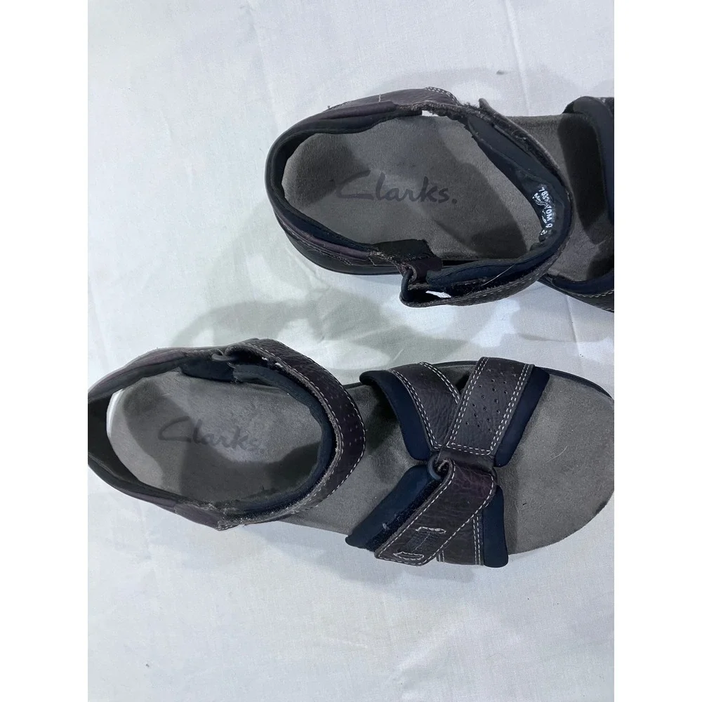 Clarks Mens Leather Adjustable Strap Sandals Dark Brown Size‎ 10M